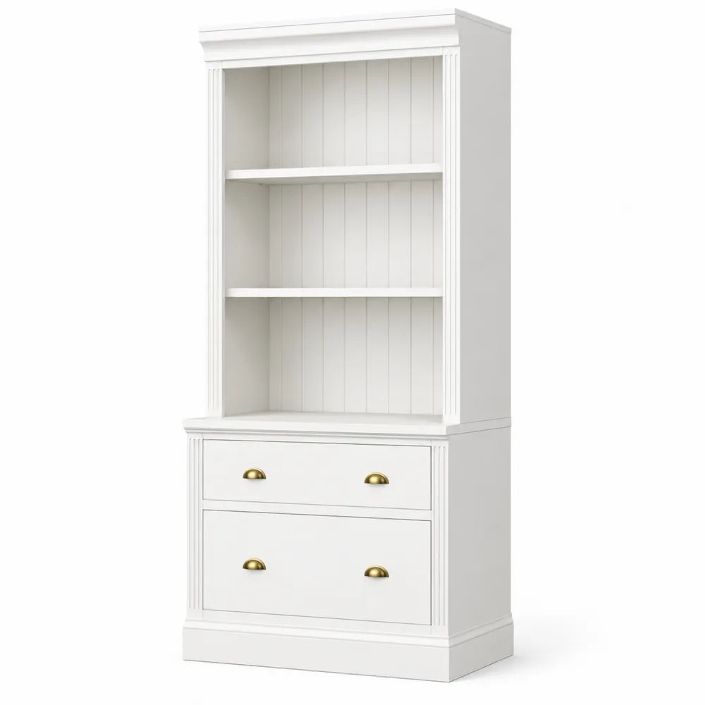 Estanter¨ªa de MDF Blanco con Cajones y Estantes