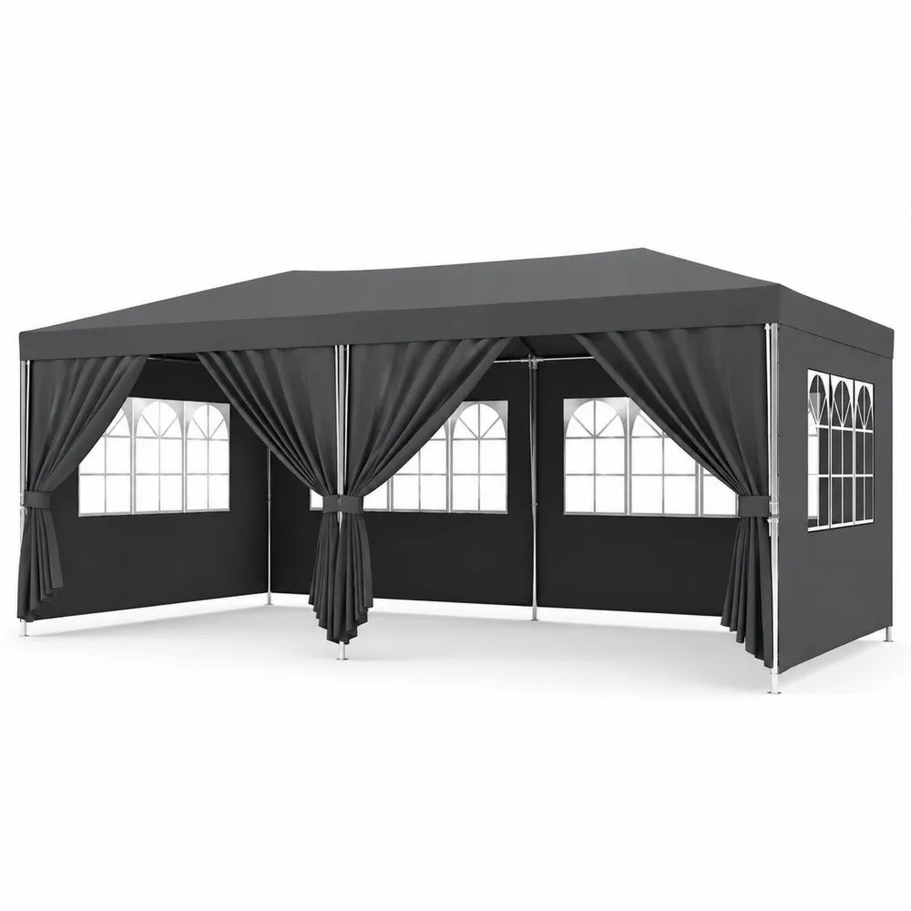Carpa de Exterior de Metal y Tela Negra con