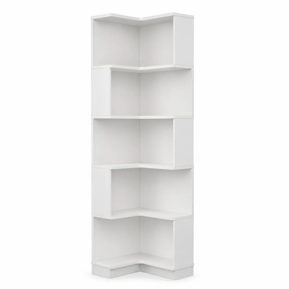 Estanter¨ªa esquinera de MDF de 5 niveles blanca 180x34x34