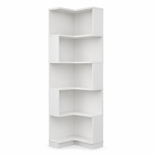 Estanter¨ªa esquinera de MDF de 5 niveles blanca 180x34x34