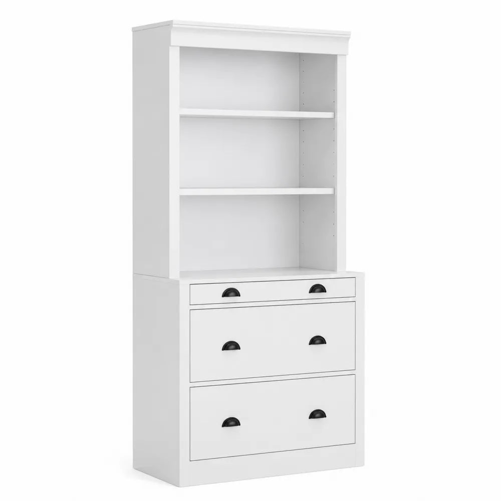 Estanter¨ªa con cajoneras de MDF Blanco 80x30x180