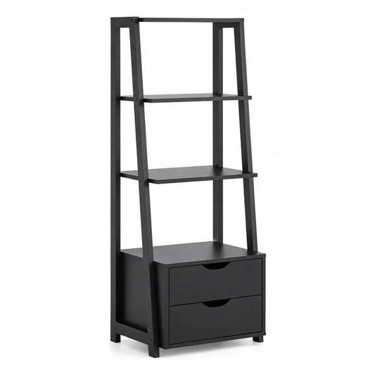 Estanter¨ªa de Madera MDF con Cajones Negro 180x60x40