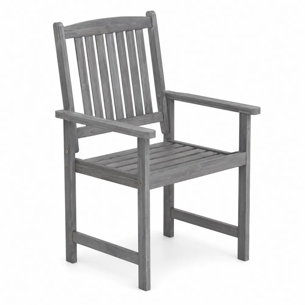 Silla de Madera de Pino con Acabado Gris para Exterior 60x60x90