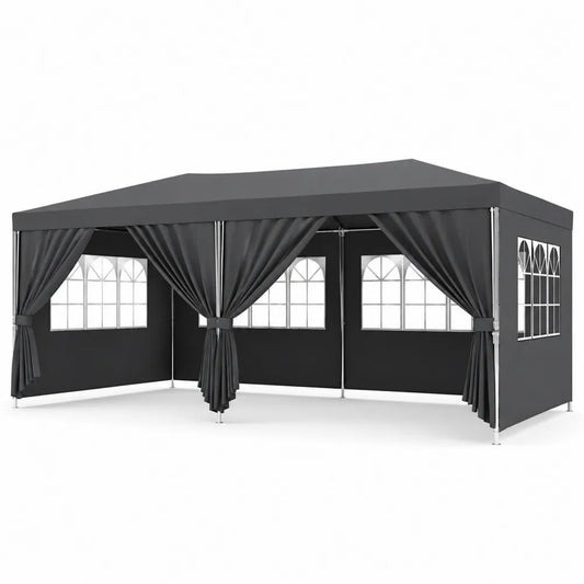 Carpa de Exterior de Metal y Tela Negra con